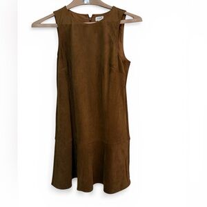 J Crew Women’s Brown Faux Suede Drop Waist Dress Sleeveless w/ Pockets Size 8